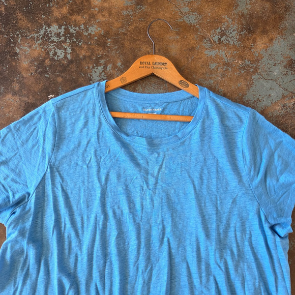 Eileen Fisher 100% Linen Short Sleeve T Shirt Top Plus Size 1X Blue Classic - Picture 2 of 7